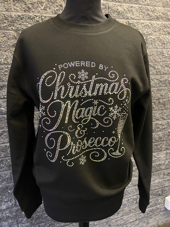 Powered by Prosecco Christmas Diamontie Sweatshirt